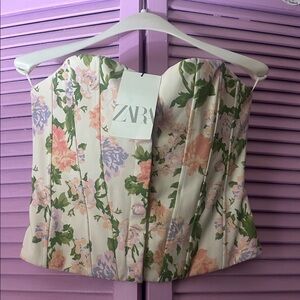 Zara Cream and Pink Corset Top